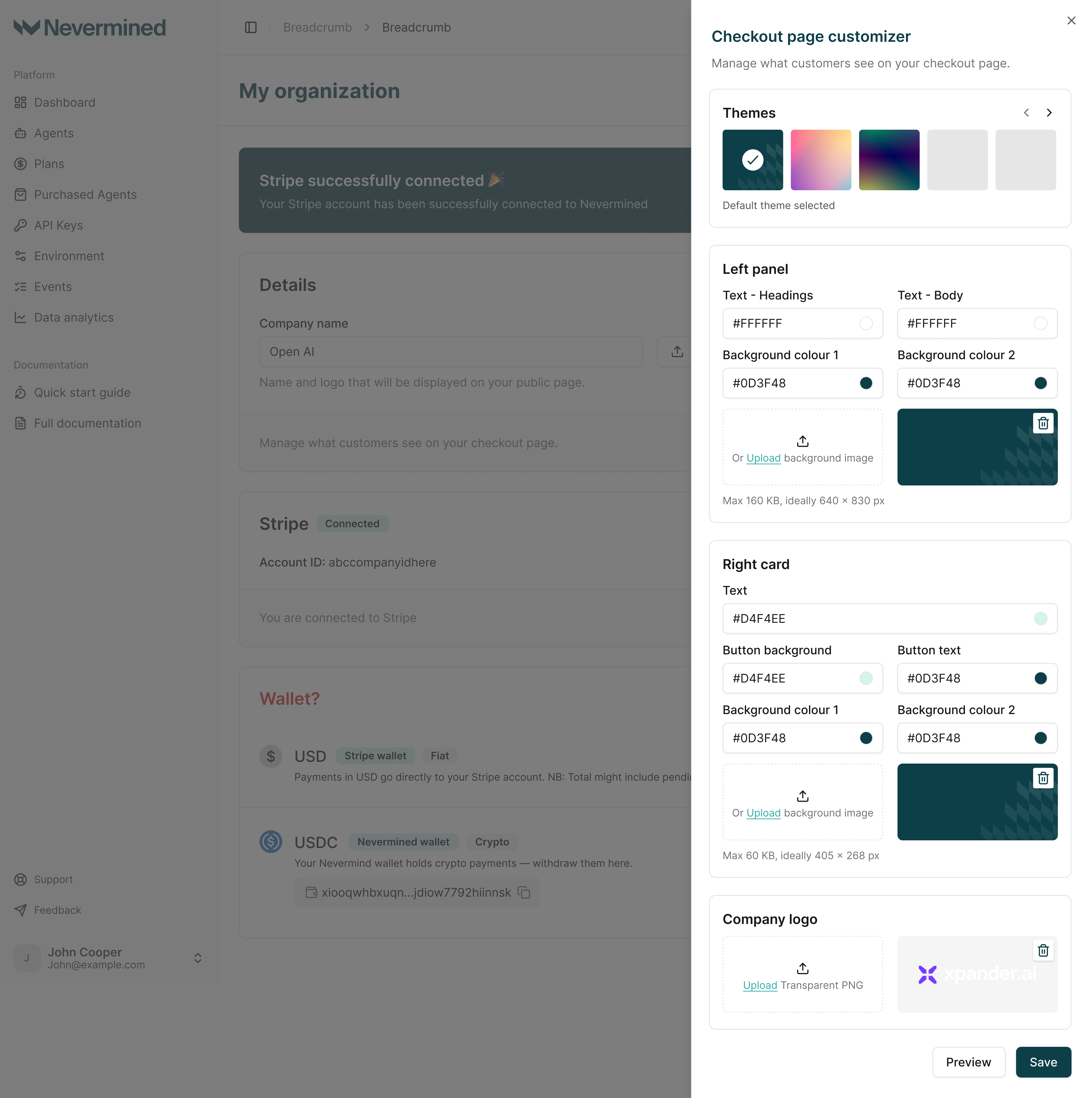 Checkout customization interface